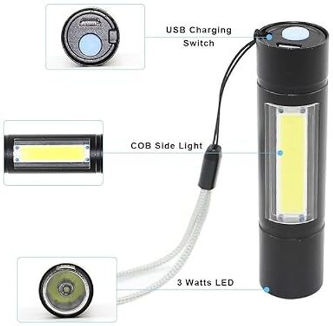 Stybits V466 (ZOOMABLE METAL LED TORCH)3 Modes Flashlight, Super