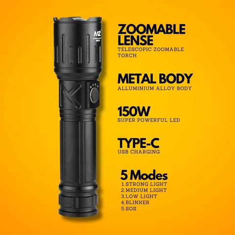 Nilesawar X494 M983 (ZOOMABLE METAL LED TORCH)5 Modes Flashlight