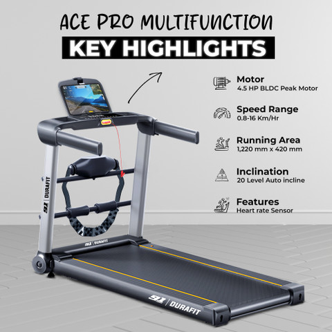 Durafit Ace Pro Multifunction 4.5HP Peak BLDC | 16km Speed | 20