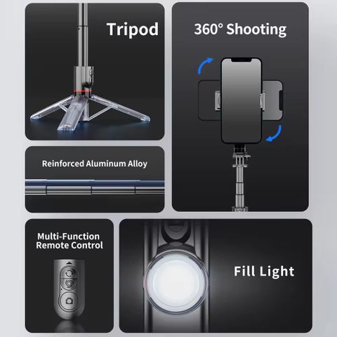 RETRACK L19s Gimbal Stabilizer with Fill Light, Black - Image 3