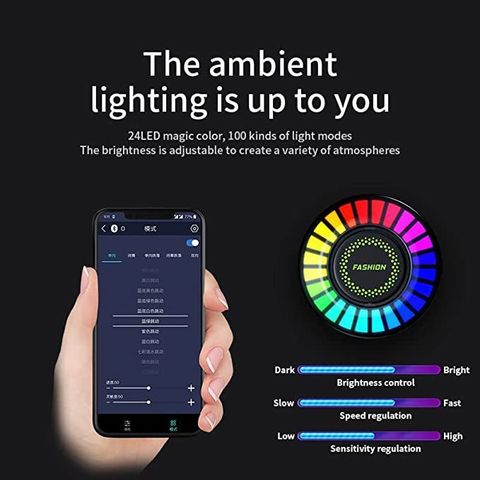 DawnRays F2 Car RGB Voice-Activated Rhythm Light With Bluetooth&App ...