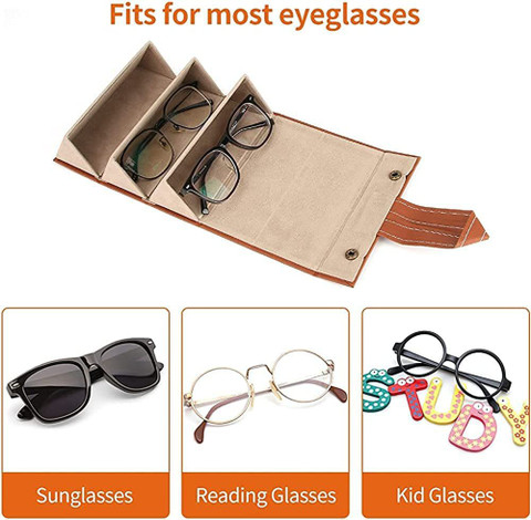 HUSH FOX Portable Sunglasses travel Organizer case with 5 Slots