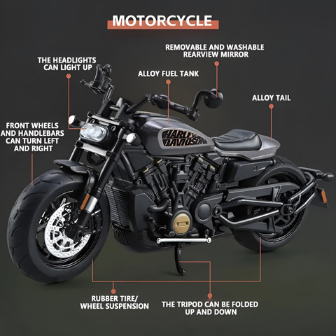 Ignite Harley Davidson Diecast Bike 1:12 Scale Alloy Toys with