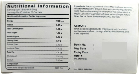 unicity Unimate Green Leaf Powder Extract with Lemon and Ginger