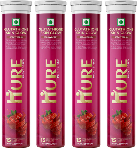 strawberry glutathione Hure Glutathione Skin Glow Effervescent Tablets 600mg with Vitamin C+E ( Strawberry) Price in India