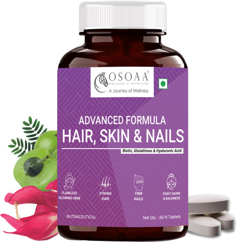 glutathione cysteine and vitamin c Osoaa Advance Formula Hair Skin & Nails with Biotin, Glutathione supplements  Price in India