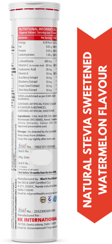 glutathione water soluble Wisefix Skin Fix Glutathione 600mg Water Soluble Tablets With Hyaluronic,  Vit C & E Price in India