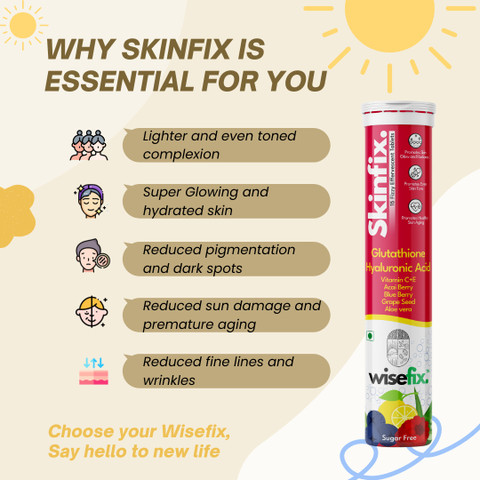 glutathione water soluble Wisefix Skin Fix Glutathione 600mg Water Soluble Tablets With Hyaluronic,  Vit C & E Price in India