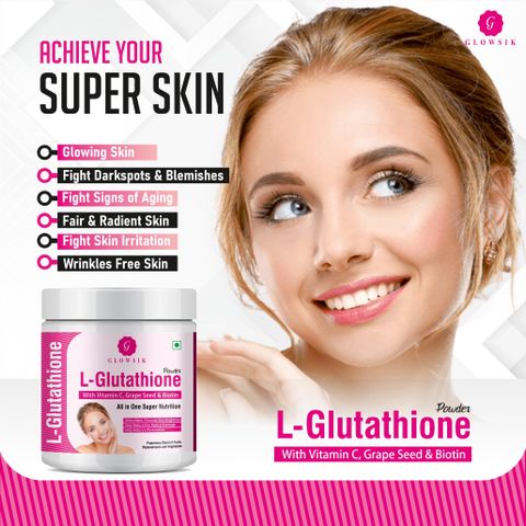 G GLOWSIK L-GLUTATHIONE POWDER FOR HEALTHY & GLOWING SKIN WITH PLANT & FRUIT EXTRACT Price in India