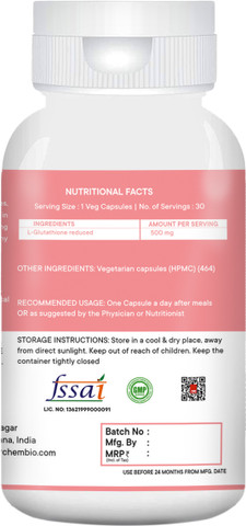 glutathione 500 mg india Now Foods 60 Vcaps | Buy at Kiwla Glutacious-500 - Johnlee Pharmaceuticals Pvt.