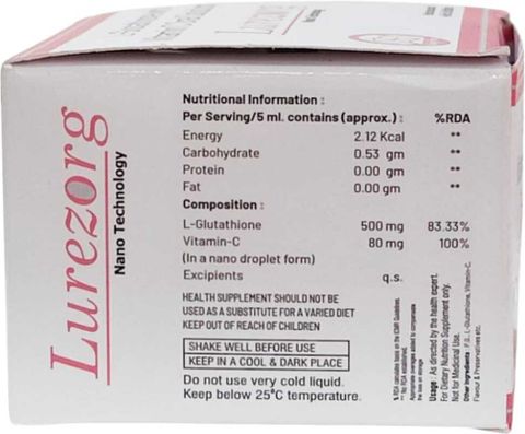 LUREZORG L-Glutathione & Vitamin C Nano shots for glowing & lightening skin 4x5 ml Price in India