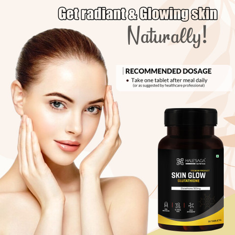 Halesaga L-Glutathione Skin Glow Tablets 500mg for Skin Whitening and  Hyperpigmentation Price in India - Buy Halesaga L-Glutathione Skin Glow  Tablets 500mg for Skin Whitening and Hyperpigmentation online at  Flipkart.com