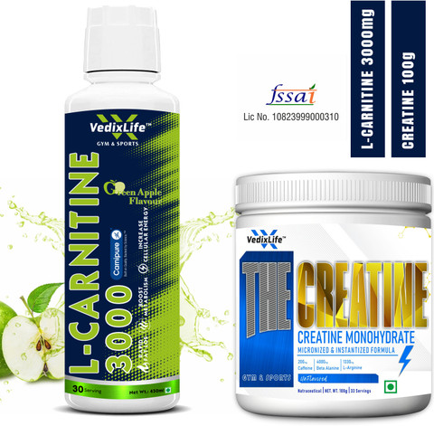 VedixLife L-Carnitine 3000 mg Liquid 450 ml, with Creatine monohydrate Price  in India