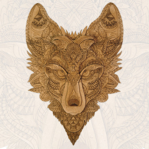 Ekhasa 3D Laser Cut Wooden Wall Art | Wolf Face for Home & Wall