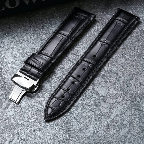 True Diamond Crocodile Alligator Grain Leather Watch Band Bracelet