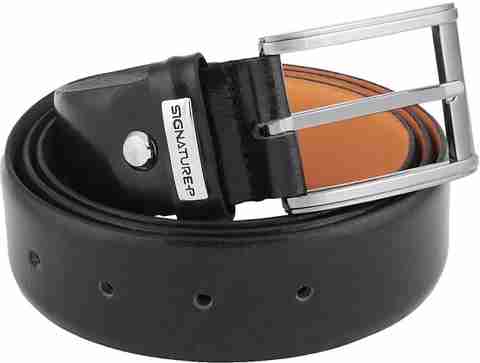 Signature Plus Men Formal Black Genuine Leather Belt Black - Price