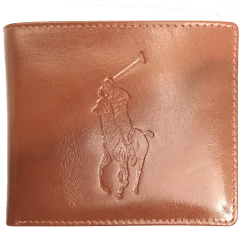 Polo Ralph Lauren Premium Men Casual Tan Genuine Leather Wallet