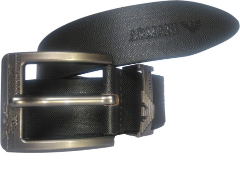 Giorgio Armani Men Party Black Genuine Leather Belt Black - Price