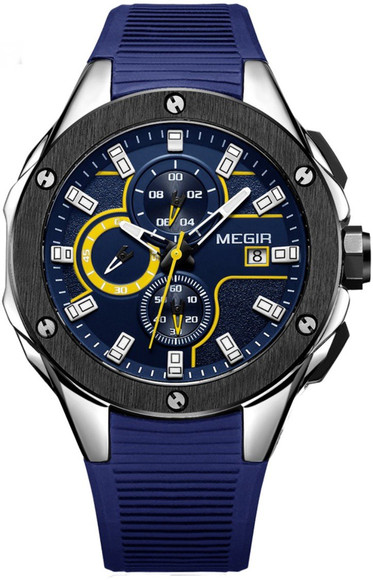 MEGIR 2053 MEGIR Men's Military Silicone Band Japanese Quartz