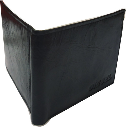 DIESEL Men Black Genuine Leather Wallet Black - Price in India