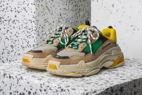 BALENCIAGA Men's Triple S 2019 Mesh & Leather Sneakers, Green