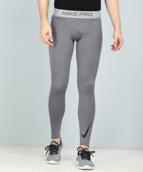 NIKE Solid Men Grey Tights - Buy NIKE Solid Men Grey Tights Online