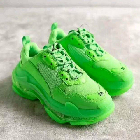 BALENCIAGA Balenciaga Triple S Neon Green Clear Sole Sneakers For