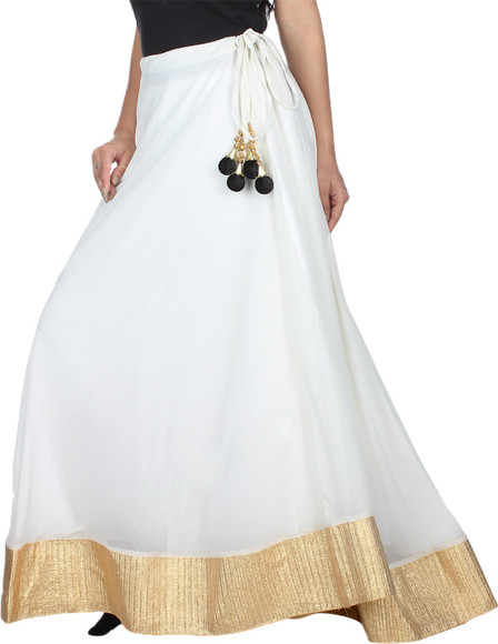 Crease & Clips Solid Women Broomstick White, Gold Skirt - Buy White Crease  & Clips Solid Women Broomstick White, Gold Skirt Online at Best Prices in  India | Flipkart.com