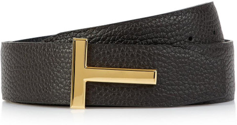 Tom Ford Men Casual Brown, Black Genuine Leather Belt Dark