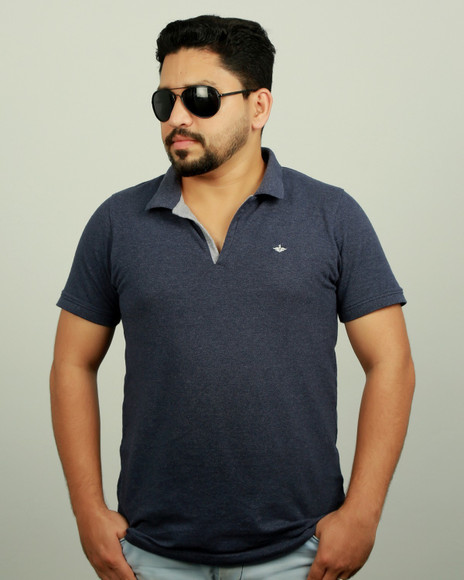 mocaです。 MOCA Self Design Men Polo Neck Blue T-Shirt - Buy MOCA Self Design