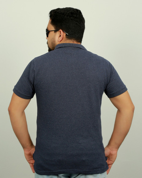 MOCA Self Design Men Polo Neck Blue T-Shirt - Buy MOCA Self Design