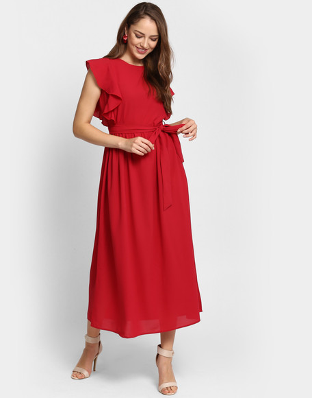 Red Rose Fashion Women Fit and Flare Red Maxi/Full Length Dress - Buy Red Rose  Fashion Women Fit and Flare Red Maxi/Full Length Dress Online at Best  Prices in India | Flipkart.com