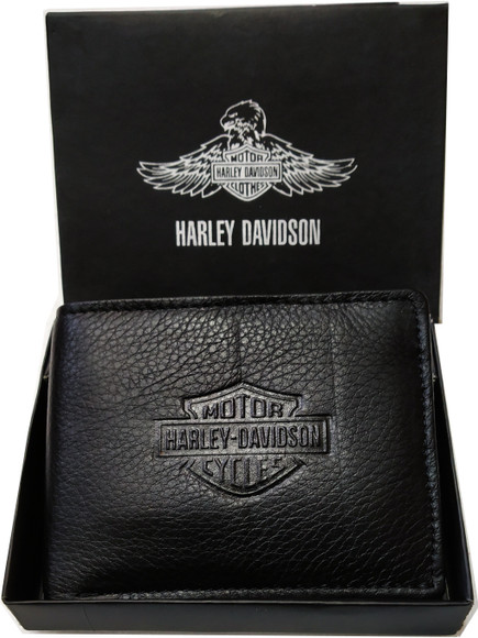 Portafoglio Harley-Davidson Bifold In Pelle Nera - Nuovo In Confezione Regalo Originale