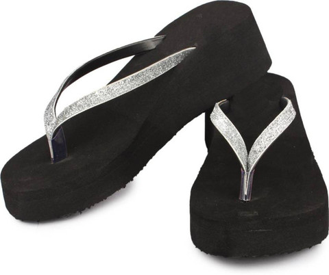 Stepupp Women STEPUPP WOMEN BLACK SILVER SLIPPER Flip Flops - Buy