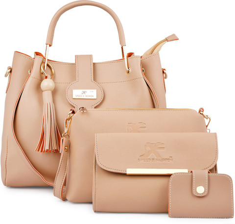 Big size／side gather bag／beige Buy SXF SPEED X FASHION Women Beige Hand-held Bag Cream Online