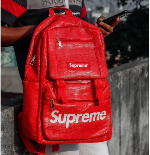 Supreme New Fashion Stylish Leather Bag 1.5 L Laptop Backpack Red