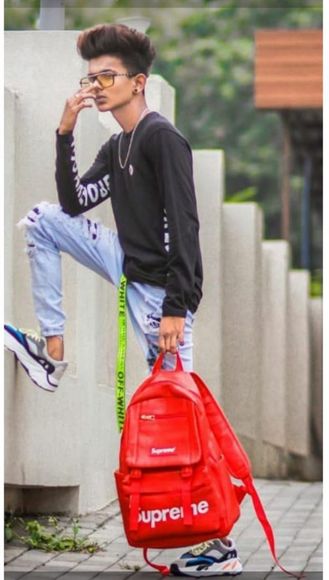 Supreme New Fashion Stylish Leather Bag 1.5 L Laptop Backpack Red
