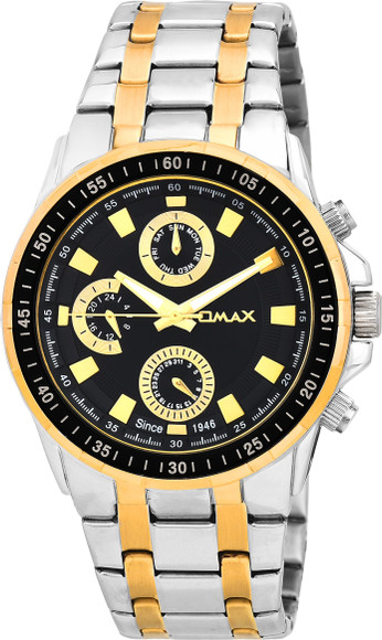 OMAX SS538 Analog Black Dial Stainless Steel Strap Rich Classic