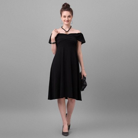 rasila Women Drop Waist Black Below Knee Dress - Buy rasila Women Drop  Waist Black Below Knee Dress Online at Best Prices in India | Flipkart.com