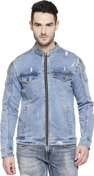 geeks LEATHER COLLER DENIM JACKET denim jacket leather