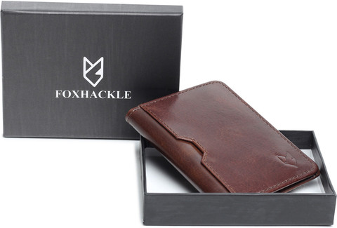 FOXHACKLE Men Casual Brown Genuine Leather Card Holder Brown