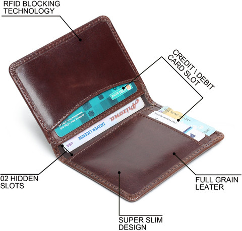 FOXHACKLE Men Casual Brown Genuine Leather Card Holder Brown