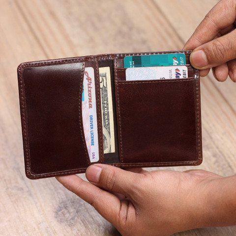 FOXHACKLE Men Casual Brown Genuine Leather Card Holder Brown