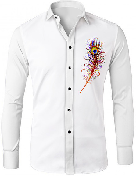 TOGA PULLA Cotton S／S shirt with feather TOGA PULLA Cotton S／S