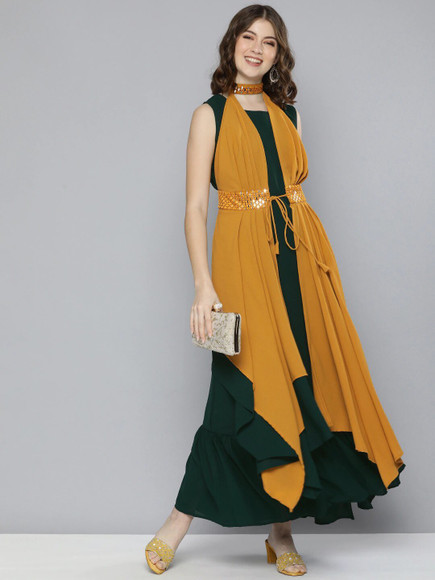 Lymi Label Women Maxi Green, Yellow Full Length Dress - Buy Lymi Label  Women Maxi Green, Yellow Full Length Dress Online at Best Prices in India |  Flipkart.com