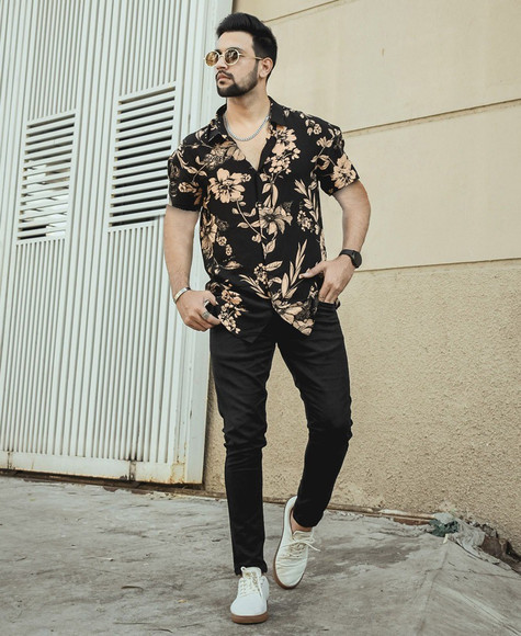 Ching Chong Men Printed Casual Black Shirt - Buy Ching Chong Men