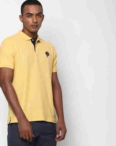 Netplay Solid Men Polo Neck Yellow T-Shirt - Buy Netplay Solid Men