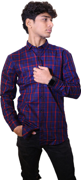 the98 Men Checkered Casual Red Shirt - Buy the98 Men