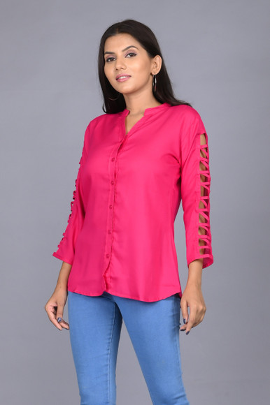 JAY'S ALONE FASHION Casual Solid Women Pink Top - Buy JAY'S