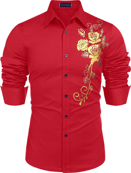 ZAVNI Men Printed Casual Red, Gold Shirt - Buy ZAVNI Men Printed Casual Red,  Gold Shirt Online at Best Prices in India | Flipkart.com
